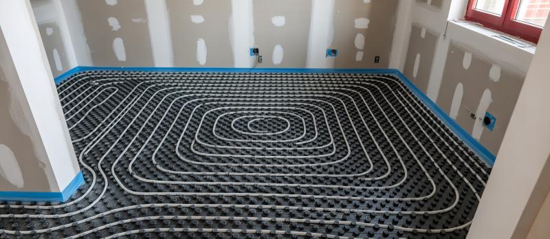 rozprowadzone w mieszkaniu ogrzewanie podłogowe